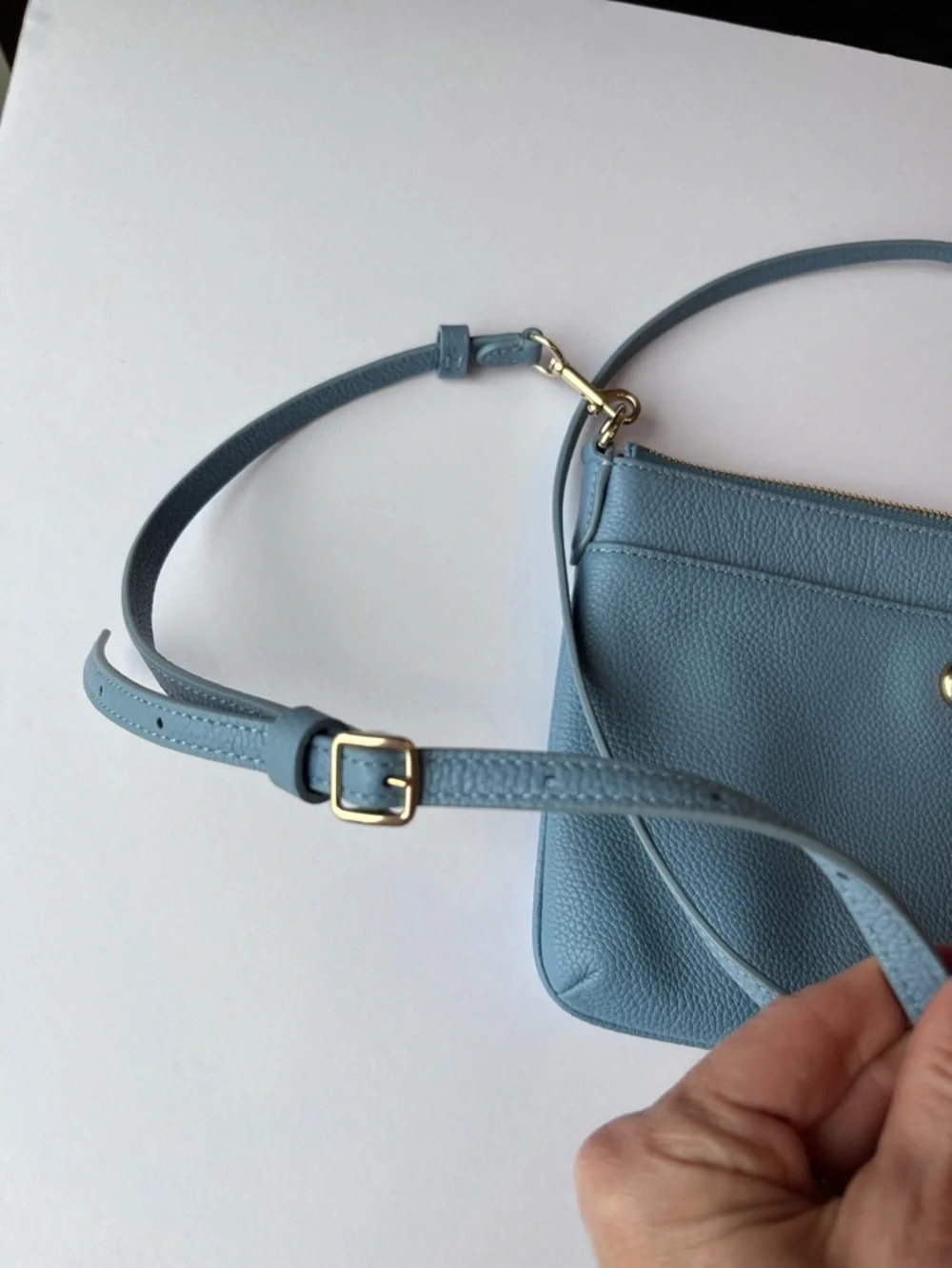Coach Pebble Polly Blue Leather Crossbody Bag